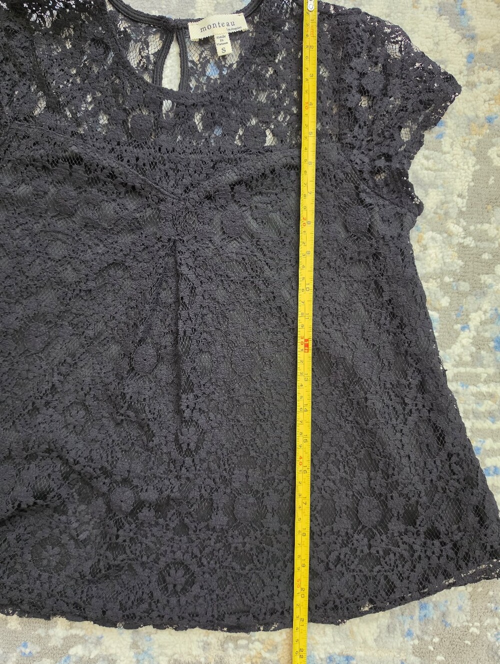 Monteau Black Lace Short-Sleeve Top - Picture 11 of 13